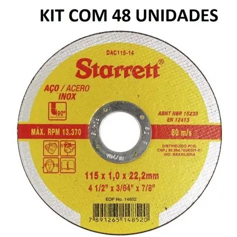 Disco de Corte Starrett 4 1/2" x 1,0 mm x 7/8